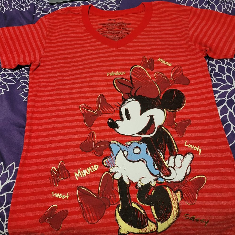 Disney Store XS shirt Minnie Mouse red v neck